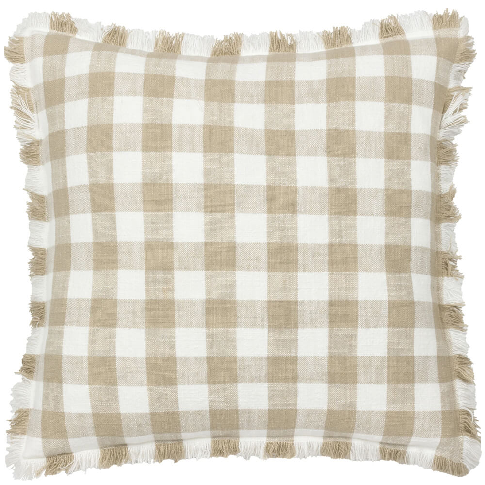 Yard Barton Check Fringed Cushion